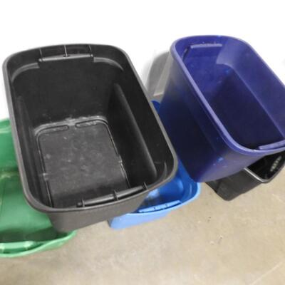 5 Plastic Totes, No Lids