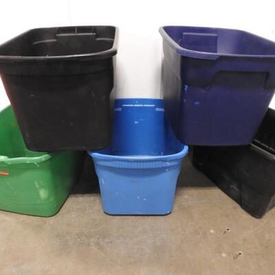 5 Plastic Totes, No Lids
