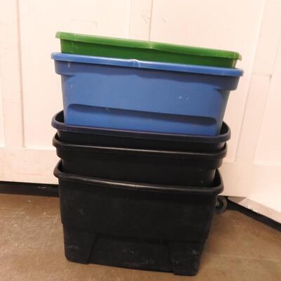 5 Plastic Totes, No Lids