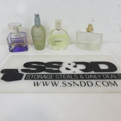 4 Bottles of Perfume, Bvlgari, Chanel, Le Moire