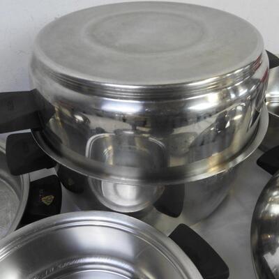 6 pc Rena-Ware Stainless Steel Pans, 1 Extra Small Lid