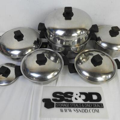 6 pc Rena-Ware Stainless Steel Pans, 1 Extra Small Lid
