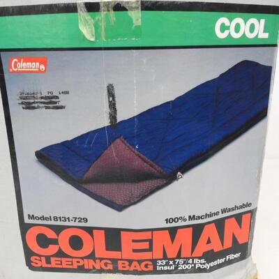 Blue Coleman Sleeping Bag, 33" x 75"