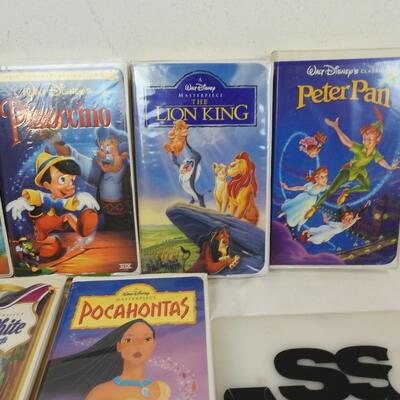 10 VHS Tapes, Disney Movies, Snow White, Pinocchio
