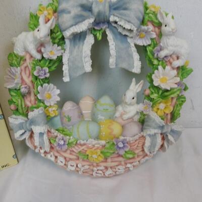 Hand Painted Easter Wreath, Ceramic