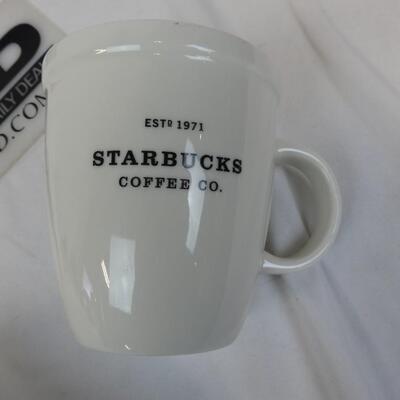 3 Drinking Cups, Two Tall Glass with Lid, One Starbucks 1971 Mug