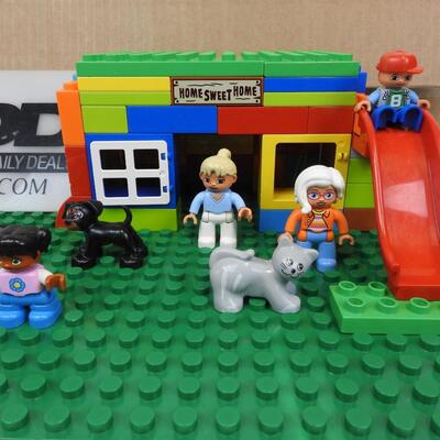 Assorted LEGO Duplo Bricks, Green Baseplate