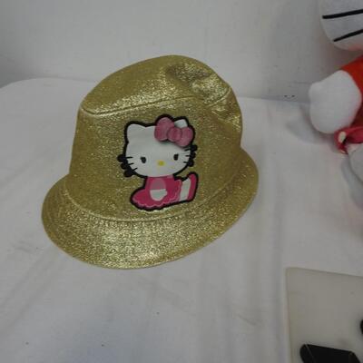 5 Piece Hello Kitty Lot: Bucket Hat, Stuffed Hello Kitty, 2 Action Figures