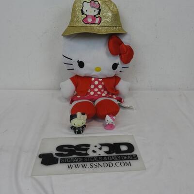 5 Piece Hello Kitty Lot: Bucket Hat, Stuffed Hello Kitty, 2 Action Figures