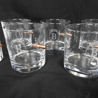 13 Whiskey Glasses, Bullets, In Glass, Etched Names