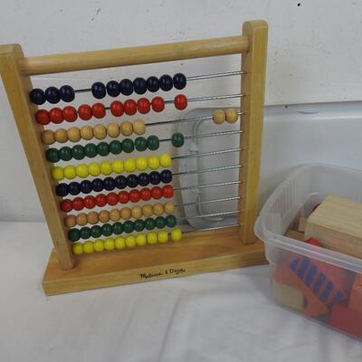 Mellissa & Doug Abacus and Box of Assorted Wooden Blocks