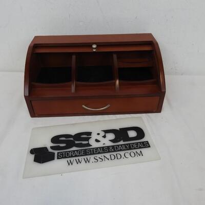 Wooden Desk Organizer, Rollaway and Drawer