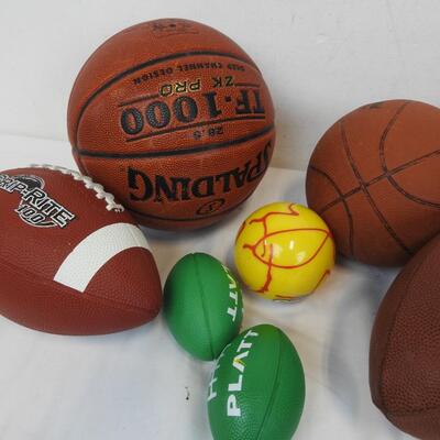 Lot of 10 Balls, Basketballs, Footballs, Wilson, Spalding