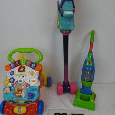 3 pc Toys, Fortnite Stick Horse, Sit-to-Stand Learning Walker, Small Vacuum