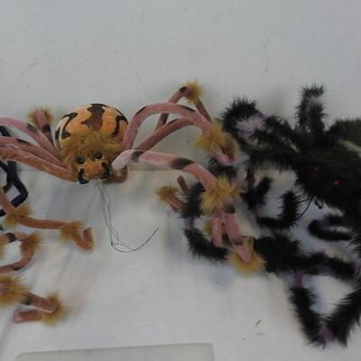 5 Large Spiders, Halloween Decor, Fabric