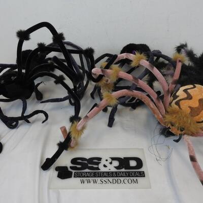 5 Large Spiders, Halloween Decor, Fabric