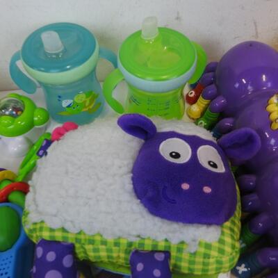 13 pc Toddler Toys, Leap Frog Caterpillars, Puppet, Remote, Sippy Cups
