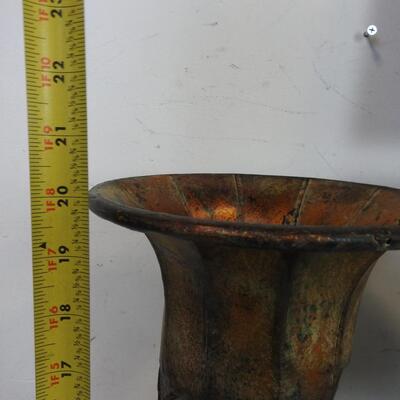 2 pc Metal Decor: Metal Vase, Metal Wall Decor