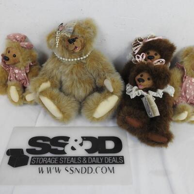 5 Stuffed Bear Dolls, Kimbearly's Originals, Collectable