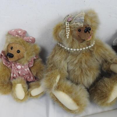 5 Stuffed Bear Dolls, Kimbearly's Originals, Collectable