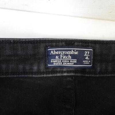 4 Pairs of Jeans, Abercrombie & Fitch, 27/4, Lee Sz 14, Lee sz 18w, Gap Size 10