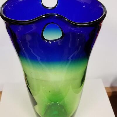 Stunning mid-century two-toned large glass vase