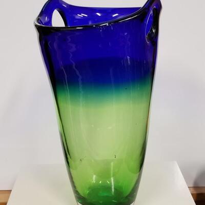 Stunning mid-century two-toned large glass vase