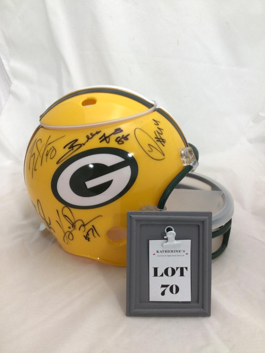 (70) PACKERS Signed Chip + Dip Helmet 2002 Offense
