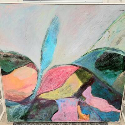 Large mid-century abstract painting Signed by Hans Burkhardt - Measures: 36