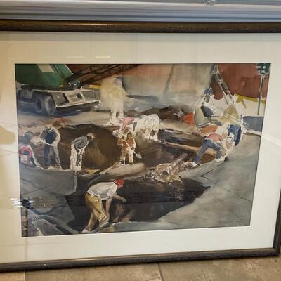Charles A Taylor Commissioned Construction Painting 1/1.  Measures:Â 30