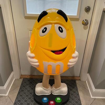 M&M Candy Character Store Display On Wheels Yellow Peanut - Measures 41