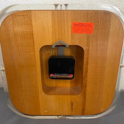 Lucite and Wood Clock, some scratch marks - $75