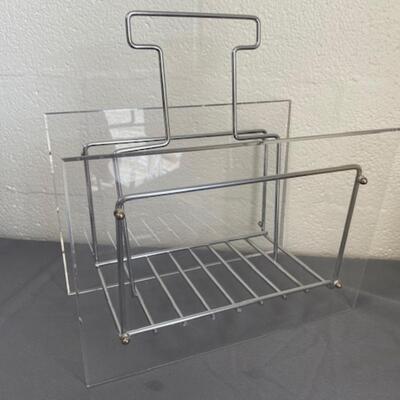 Lucite Magazine Rack with Metal