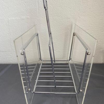 Lucite Magazine Rack with Metal