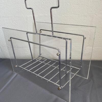 Lucite Magazine Rack with Metal