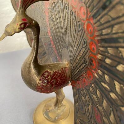 Vintage Brass Dancing Peacock