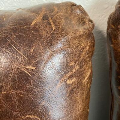 Set of 2 Chocolate Brown Leather Throw Pillows