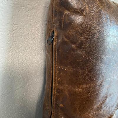 Set of 2 Chocolate Brown Leather Throw Pillows