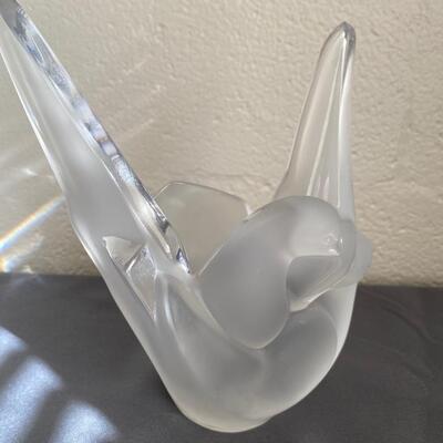 Lalique France "Sylvie" Birds Crystal Vase