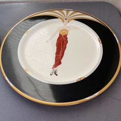 Set of 2 Erte Art Deco Motif Collector Plates, "Le Soleil " & "Moonlight Starry Night"