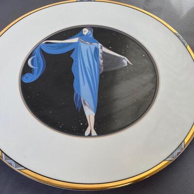 Set of 2 Erte Art Deco Motif Collector Plates, "Le Soleil " & "Moonlight Starry Night"