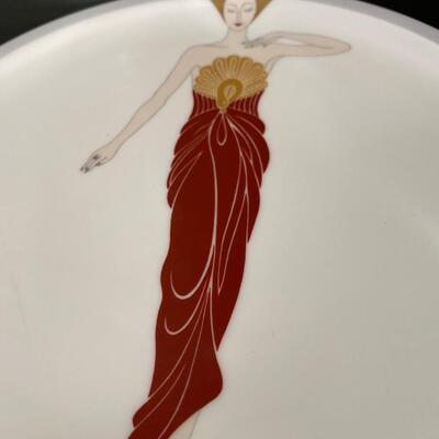 Set of 2 Erte Art Deco Motif Collector Plates, "Le Soleil " & "Moonlight Starry Night"