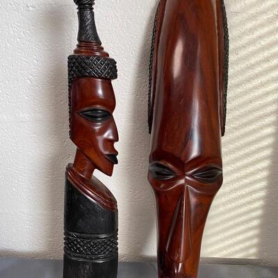 Set of 2 African Wooden Decorative Items