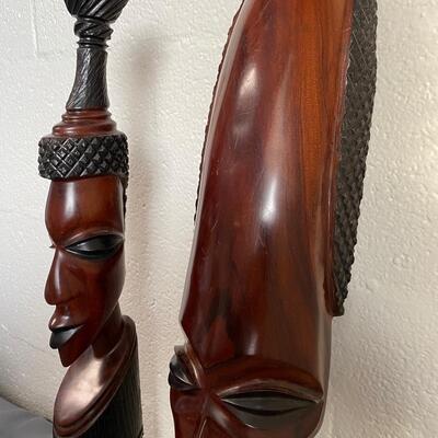 Set of 2 African Wooden Decorative Items