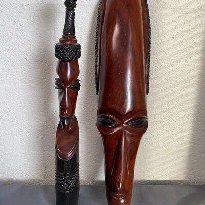 Set of 2 African Wooden Decorative Items