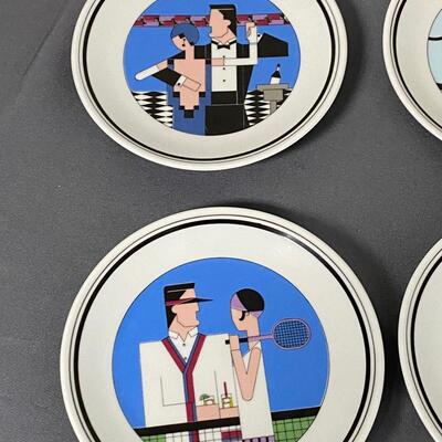 Set of 6 Phillipe Deshoulieres Porcelain Plates