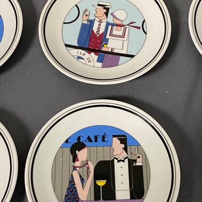 Set of 6 Phillipe Deshoulieres Porcelain Plates