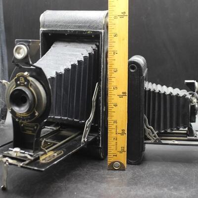 Pair of Vintage Film Cameras Kodak Premo No. 3A Folding Cartridge & Folding Hawkeye No. 2 Model B
