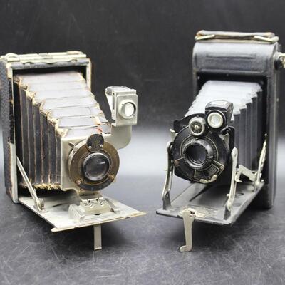 Pair of Vintage Kodak Fold Out Cameras Anastigmat Diomatic & Ball Bearing Film Cameras