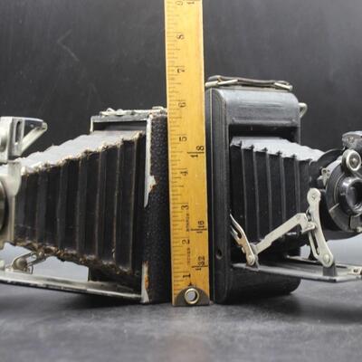 Pair of Vintage Kodak Fold Out Cameras Anastigmat Diomatic & Ball Bearing Film Cameras